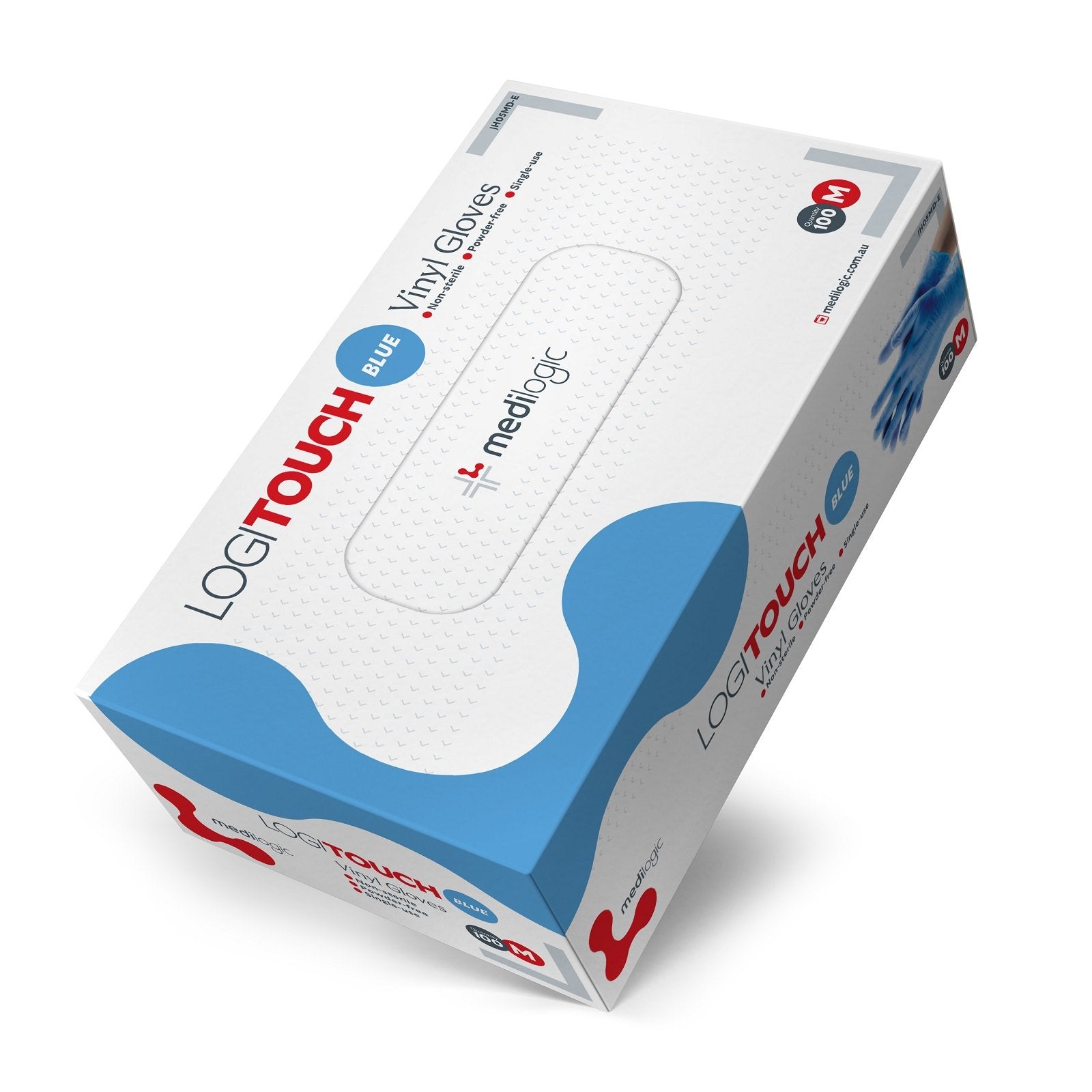 LOGITOUCH VINYL Gloves Blue Medium - Box (100)