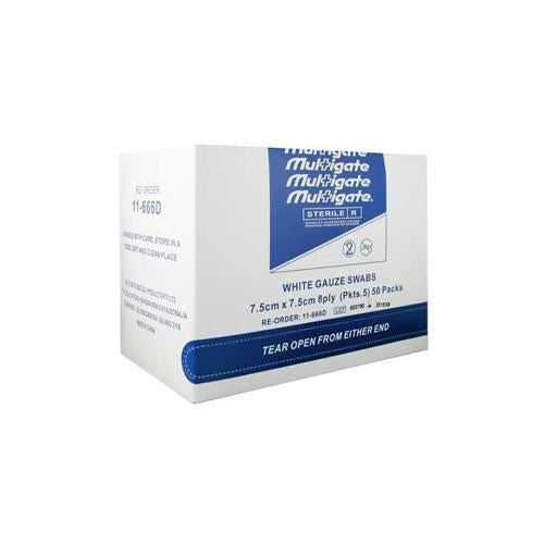 Sterile Gauze Swabs 7.5cm x 7.5cm x 5 Dispenser Pack - Box (50)