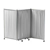 Three Panel Folding Mobile Screen - Grey Frame and Curtains
