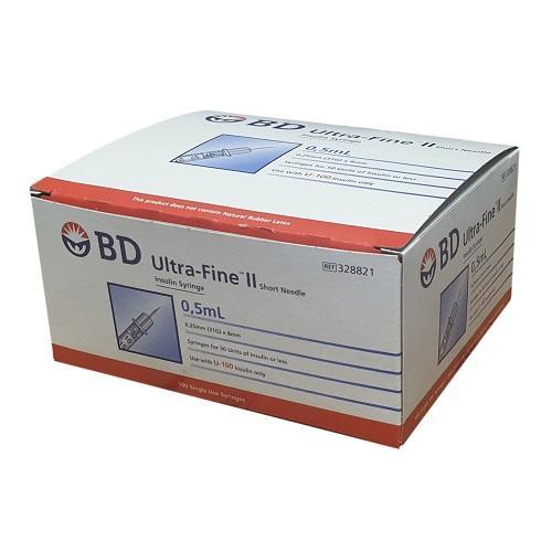 BD Ultra-Fine Insulin Syringe 0.5ml 31G x 8mm - Box (100)